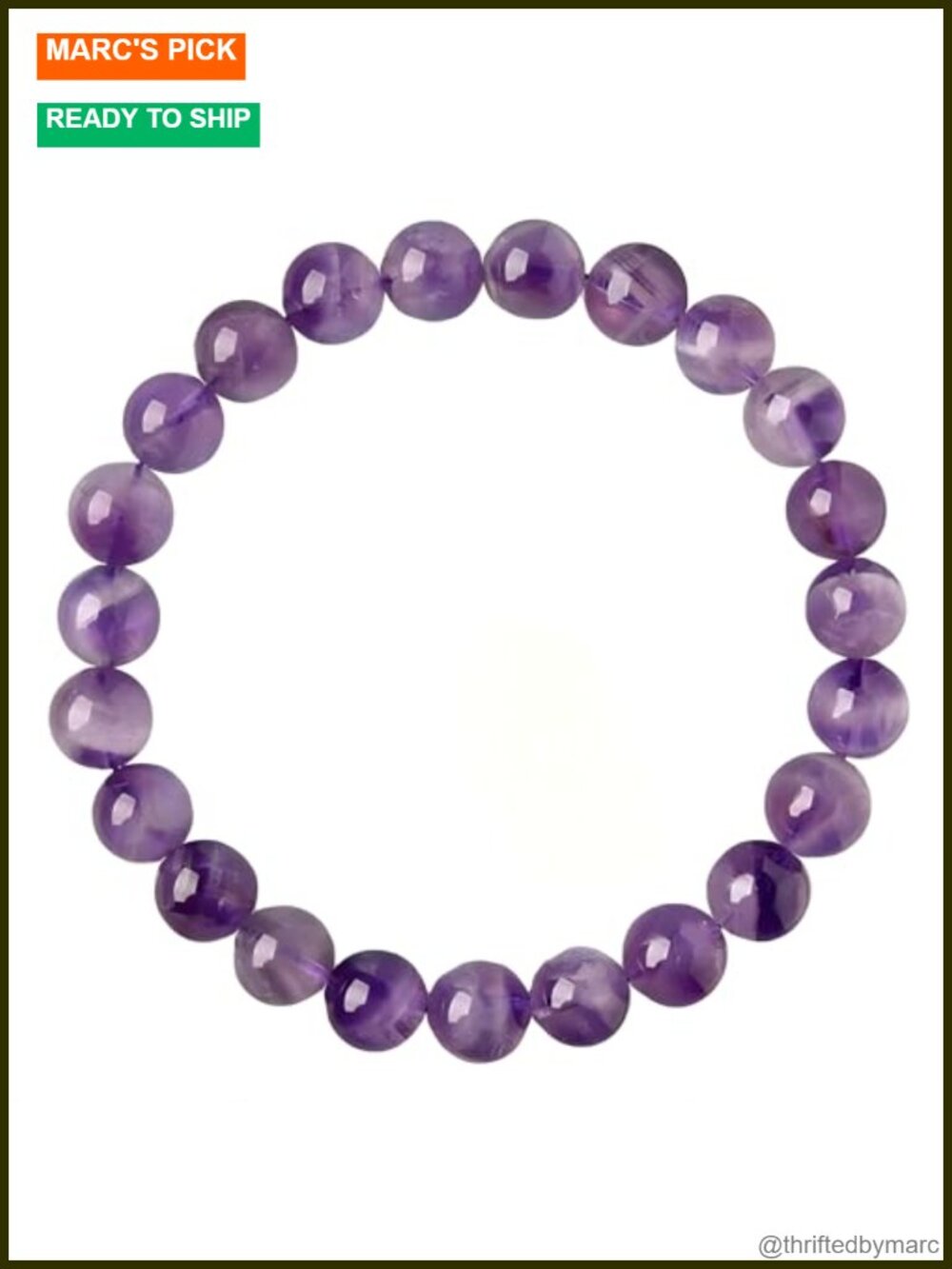 Natural Amethyst Beaded Bracelet Stretch Polished Round Beads